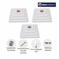 Plafon Quadrado Branco Soquete  - Globo