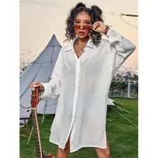 Cardigan, camisa, saída de praia, biquíni de manga comprida com estampa de bambu, roupa de praia para férias, proteção s
