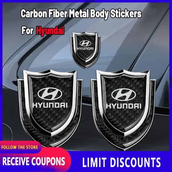 [Promo] para Hyundai Emblema de crachá adesivo cromado para carroceria de porta de carro com proteção contra arranhões