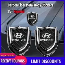 [Promo] para Hyundai Emblema de crachá adesivo cromado para carroceria de porta de carro com proteção contra arranhões