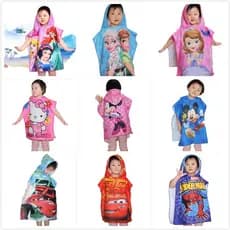 (Kt) Kid Toalha Crianças / Meninas / Princesa Padrão Congelado Capa Com Capuz Toalha De Praia Toalha De Banho Do Menino Absorção De Água E Secagem Rápida De Verão Toalha Macia Cape Com Chapéu