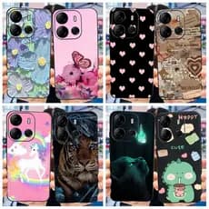Tecno Spark Go 2023 Capa De Celular Amável Desenho Animado Unicórnio Preto Fosca TPU Flexível Pop 7 Pro BF7