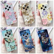 Para Xiaomi Poco C75 2024 Caso Redmi 14C Capa De Silicone Moda Flor Transparente Embalagem Macia 4G 14R Pára-Choques