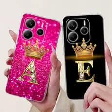 Para Xiaomi Redmi Nota 14 4G Caso Novo Bonito Coroa Letras Claro Silicone Capa Protetora Xiomi Note14 Pára-Choques