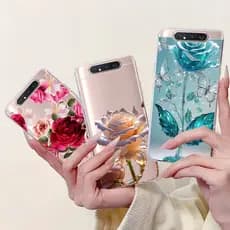 Para Samsung Galaxy A80 Caso Capa Transparente Moda Flor Bowknot De Silicone Macio A80 SM-A805F GalaxyA80 Embalagem