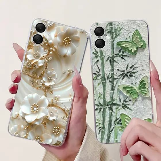 Para Samsung Galaxy A06 Caso 2024 Nova Moda Borboleta Flor Silicone Macio Capa Clara A06 A 06 4G GalaxyA06 Embalagem