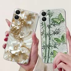 Para Samsung Galaxy A06 Caso 2024 Nova Moda Borboleta Flor Silicone Macio Capa Clara A06 A 06 4G GalaxyA06 Embalagem
