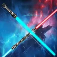 Sabre de Luz Laser Duplo Retrátil Vermelho Azul Luz Piscante Com Som Brinquedo Cosplay Legal Presente Infantil