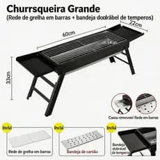 Churrasqueira dobrável grande para 5-8 pessoas, braseiro de carvão portátil camping