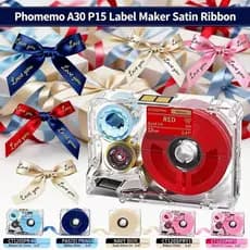 Fita Ribbon para Phomemo A30/P15 - Adesivo Impermeável Premium, Fita Decorativa para Etiquetador, Embalagem Presente