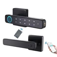 Fechadura digital compatível Tuya SmartLife, senha, impressão digital e cartão RFID, com chave para portas internas