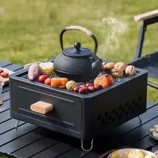 Churrasqueira de carvão portátil antiaderente, fogão para churrasco ao ar livre, ideal para camping e uso doméstico