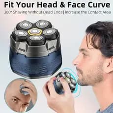 Barbeador Elétrico Carecas 6D Magnético USB LED À Prova D'Água Aparador Cabelo Barba Homem Precisão