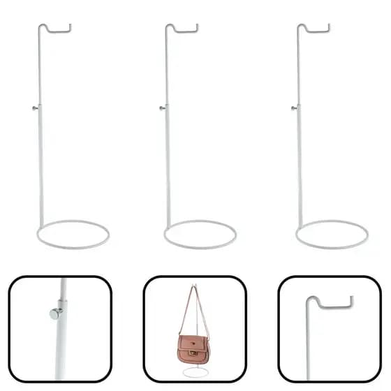 Kit 3 Expositor Porta Bolsas Regulável Vitrine Balcão Para Loja Branco