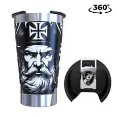 Copo Térmico Inox  + Tampa Personalizado 360 - Vasco da Gama - Time Torcida Cruz de Malta Almirante