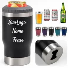 Copo Termico Inox  420ml Porta Lata Latinha Lonk neck cerveja Personalizado Nome logo Frase