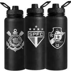 Garrafa Termica Inox 800ML com alça Personalizada com Times de futebol - Super Promoção