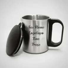 Caneca Copo Termico Inox Com alça e tampa Personalizado Nome Logotipo Frase