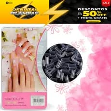 Cartela com 100 Unhas Transparente Curvatura C Natural Acrigel Tips - Envio Imediato