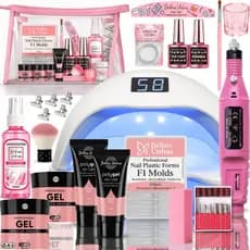 Kit Alongamento de Unha em Gel Polygel Poligel Fibra 3 em 1 Completo + Cabine Lixadeira Nécessaire
