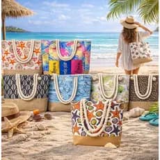 Bolsa de Praia Feminina Alça de Corda Modelo Novo Verão Piscina Grande Resistente com Forro interno