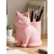 Porta Canetas Gatinho - Organizador de Mesa - Porta Pincéis Canetas Lápis - Canetinhas Decoração Escritório