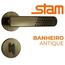 Fechadura Banheiro Chave Fixa Stam 823/21 Porta de Madeira e Alumínio Broca 40mm Antique Redonda