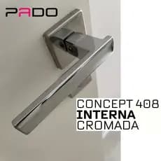 Fechadura de Porta de Quarto Interna Pado Concept 408 Quadrada Broca 40mm Cromado 2 Chaves