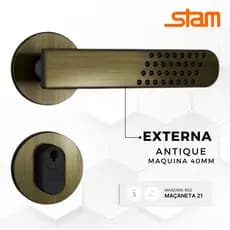 Fechadura de Porta Externa Stam 803/21 Madeira/Alumínio Broca 40mm Redonda Antique