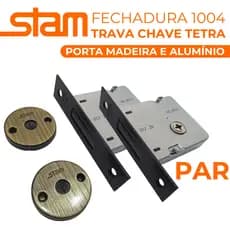 PAR Fechadura Segurança Trava Tetra Stam 1004 Porta de Madeira Antique Redonda - SEM MAÇANETA