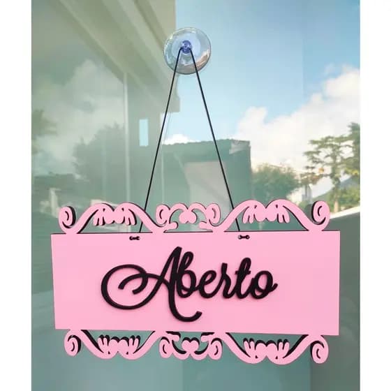 Placa Decorativa Enfeite Aberto / Fechado / Volto Logo / Bem Vindos MDF JÁ COM VENTOSA E CORDÃO