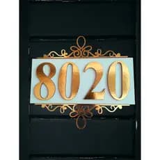 PLACA NUMERO DE CASA RESIDENCIA PERSONALIZADA APARTAMENTO ARABESCO LUXO ESTILO p/ área INTERNA