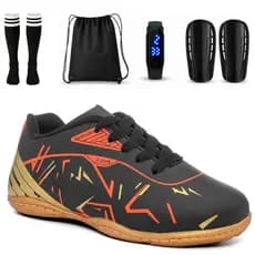 Kit Chuteira Masculino Infantil Quadra Salão Meião Mochila Relógio Caneleira Antiderrapante
