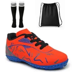Kit Chuteira Masculino Infantil Campo Society Antiderrapante Confortável Resistente Meião Mochila