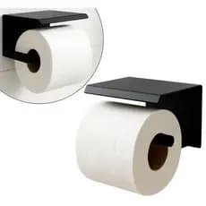Suporte Porta Papel Higiênico De Parede Prateleira Com Apoio Adesivo 3M Parafusos