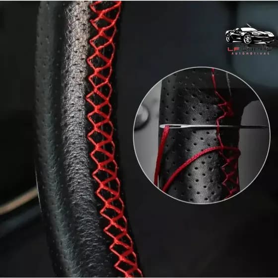 Capa de Volante Costurar à Mão Couro Sintético Carro Caminhonete
