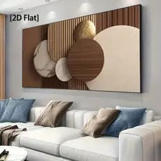 Quadro Decorativo 110x70 cm Abstrato Formas Marrom Ripado Decore Sala,Quarto,Copa,consultório,escritório,hall