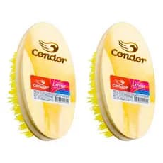 Kit 2 Escovas Para Lavar Roupa Tanque Multiuso Madeira Limpeza Eficiente Condor