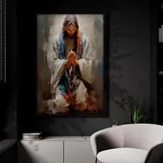 Quadro Decorativo 120x80cm Vários Tamanhos Jesus em Oração Luxo Casa Decoração De Parede Mdf Sala Quarto Hall