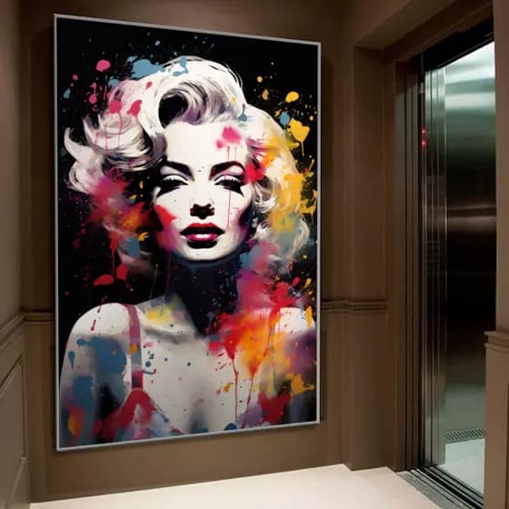 Quadro Decorativo 120x80cm Marilyn Monroe Colorido Hall Casa Sala Quarto Decoração De Parede Mdf Adesivo Grande