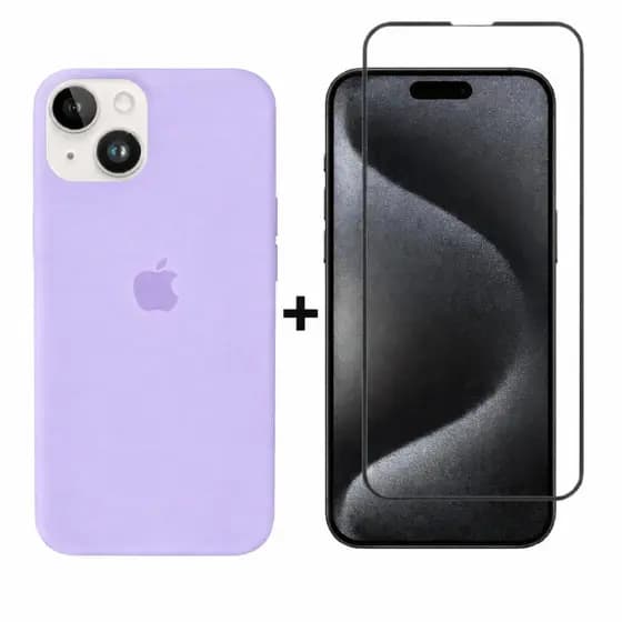 Kit 2em1 Case Silicone Colorida Para iPhone XR 11 12 13 14 15 16 + Película Vidro 3D Temperado - Kit Premium