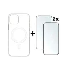 Kit 3em1 Capa MagSafe + 2X Película de Vidro Temperado 3D Para iPhone 11 12 13 14 15 16 Pro Max - KaLRo