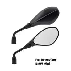 Retrovisor Moto Mini Bmw Gs650/F800 Fixo Rosca 10mm Padrão Honda Fixo Preto Esportivo