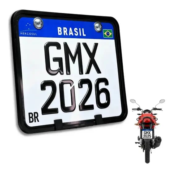 Suporte Protetor De Placa Moto Modelo Novo Plástico + Parafusos Porcas Arruelas Mercosul