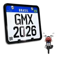 Suporte Protetor De Placa Moto Modelo Novo Plástico + Parafusos Porcas Arruelas Mercosul