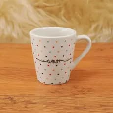 Xícara 120ml Café/Chá em Porcelana Faixa Amor