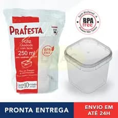 Kit 100 Pote Quadrado com Lacre 250ml Prafesta - Para Bolo de Pote e Sobremesas - Caixa Fechada
