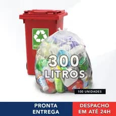 Saco Transparente 300 Litros Grande Para Lixo 117x130cm 4 Micras Para Coleta Seletiva Com 100 Unidades - DNAC
