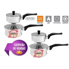 Kit 2 Cuscuzeira Paulistinha Porção Individual Aço Inoxidável Fogão Indução Kibarato