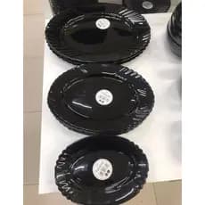 Conjunto 3 Peças Travessa Oval Multiuso Vidro Super Resistente Opalino Black Preto Luxo Promoção